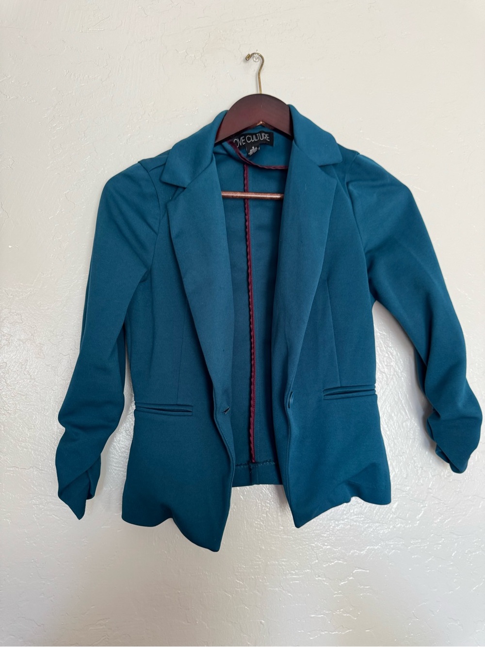Love Culture Teal Open-Front Blazer